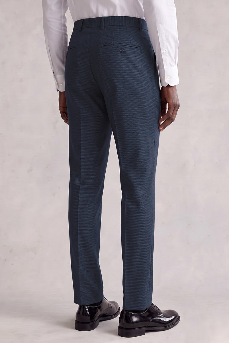 Blue 50% Merino Wool Suit Trousers