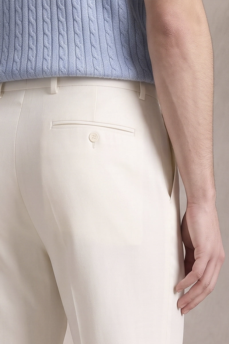 Pantalones de traje de lana merina blanca