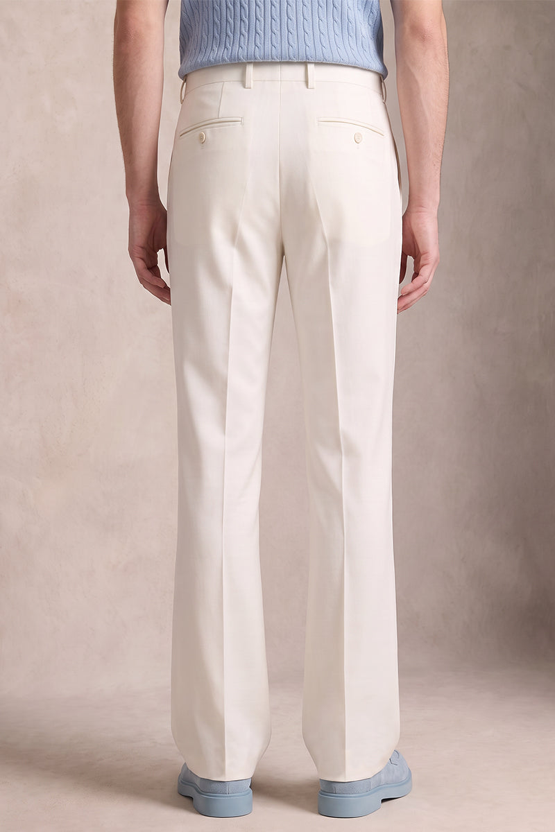 Pantalones de traje de lana merina blanca