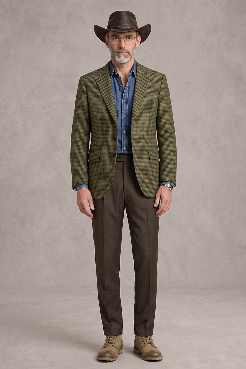 Traje de lana merina verde