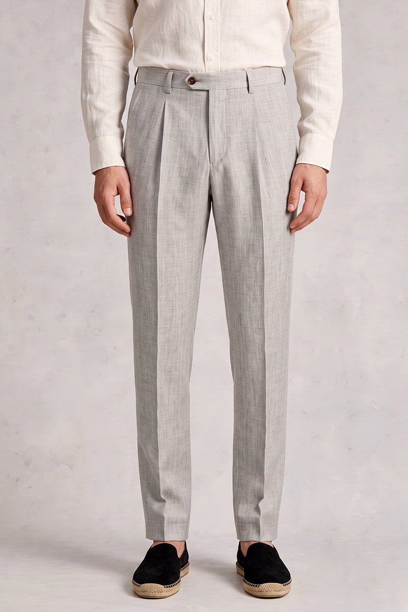 Gray 50% Tencel Wool Suit Trousers
