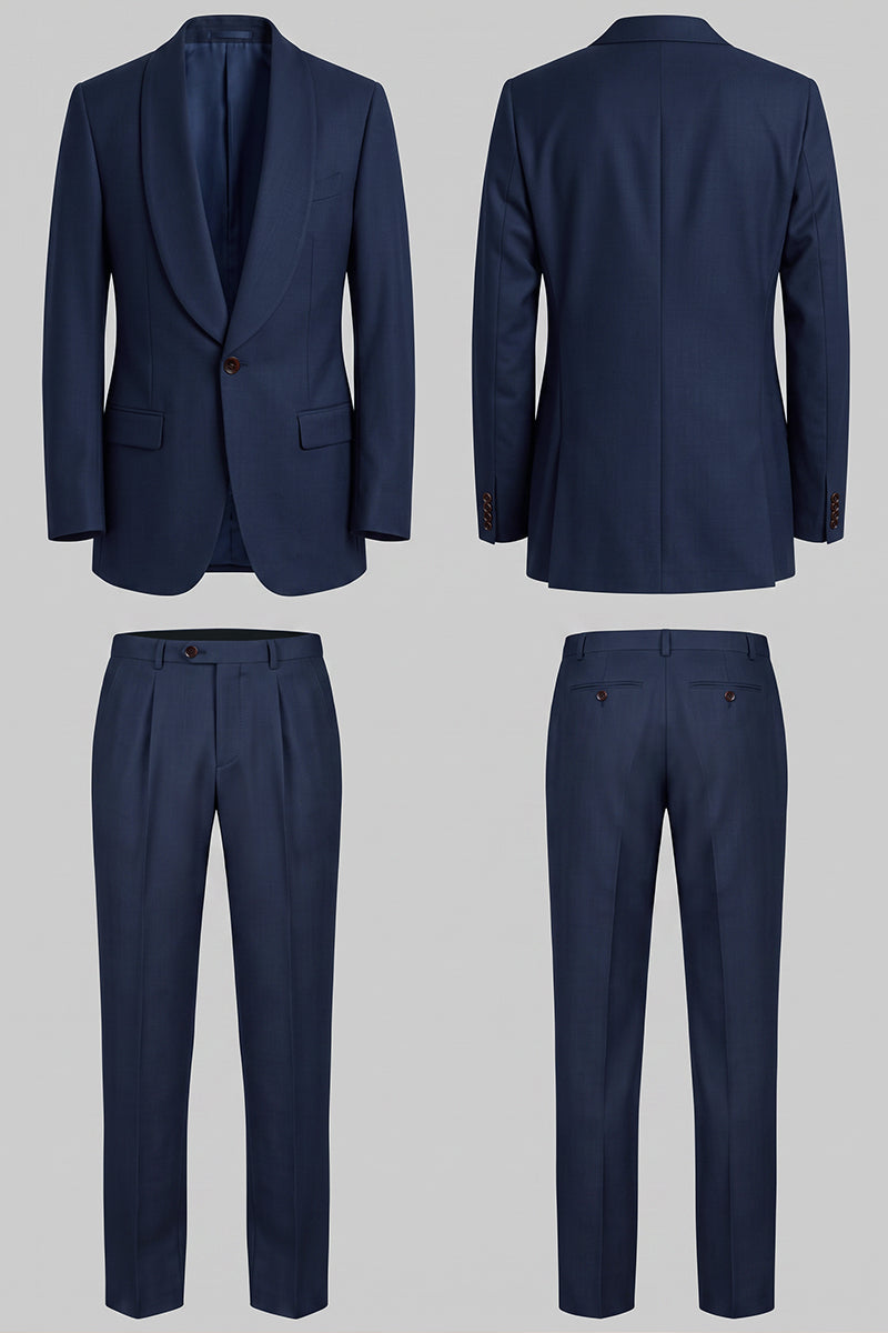 Traje de lana merina azul