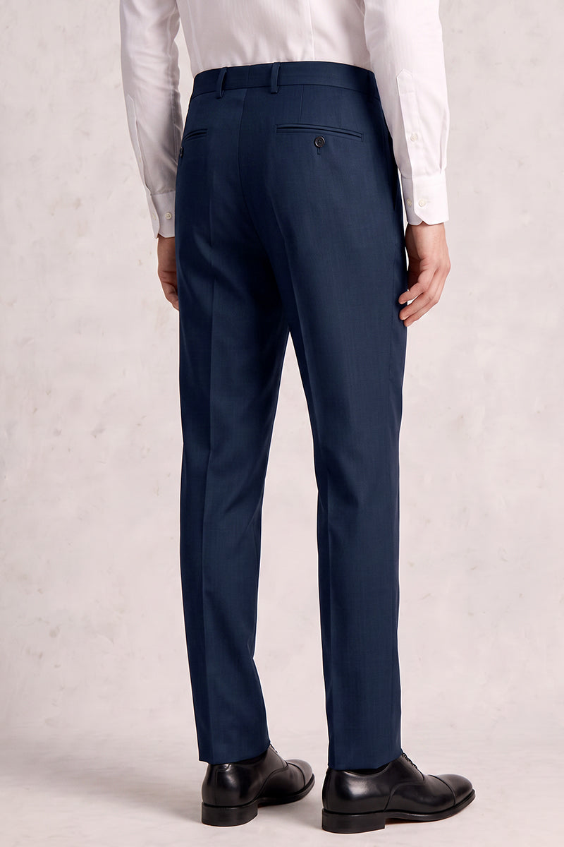Pantaloni da completo blu in lana merino