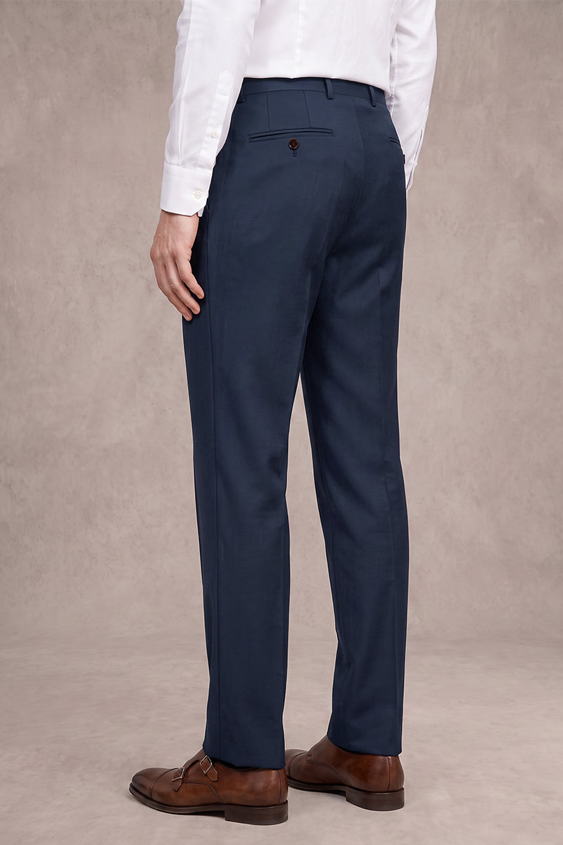 Blue 50% Merino Wool Suit Trousers