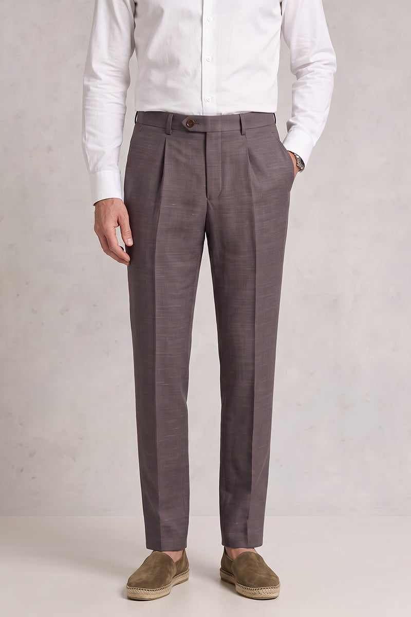Purple 50% Tencel Wool Suit Trousers