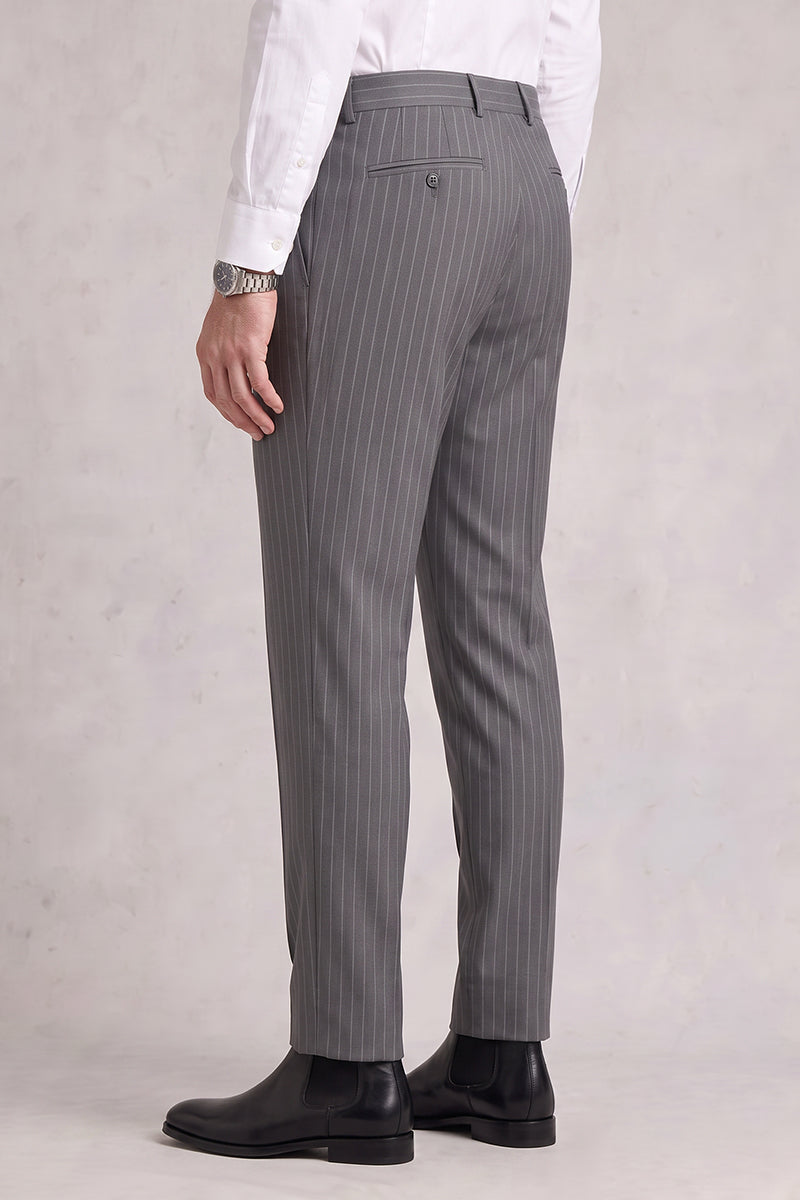 Gray 50% Merino Wool Suit Trousers