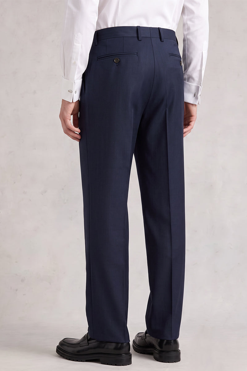 Pantaloni da completo blu in lana merino