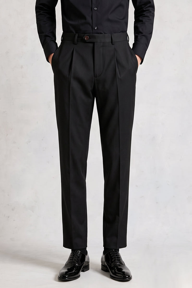 Black 30% Fine Australia Wool Suit Trousers