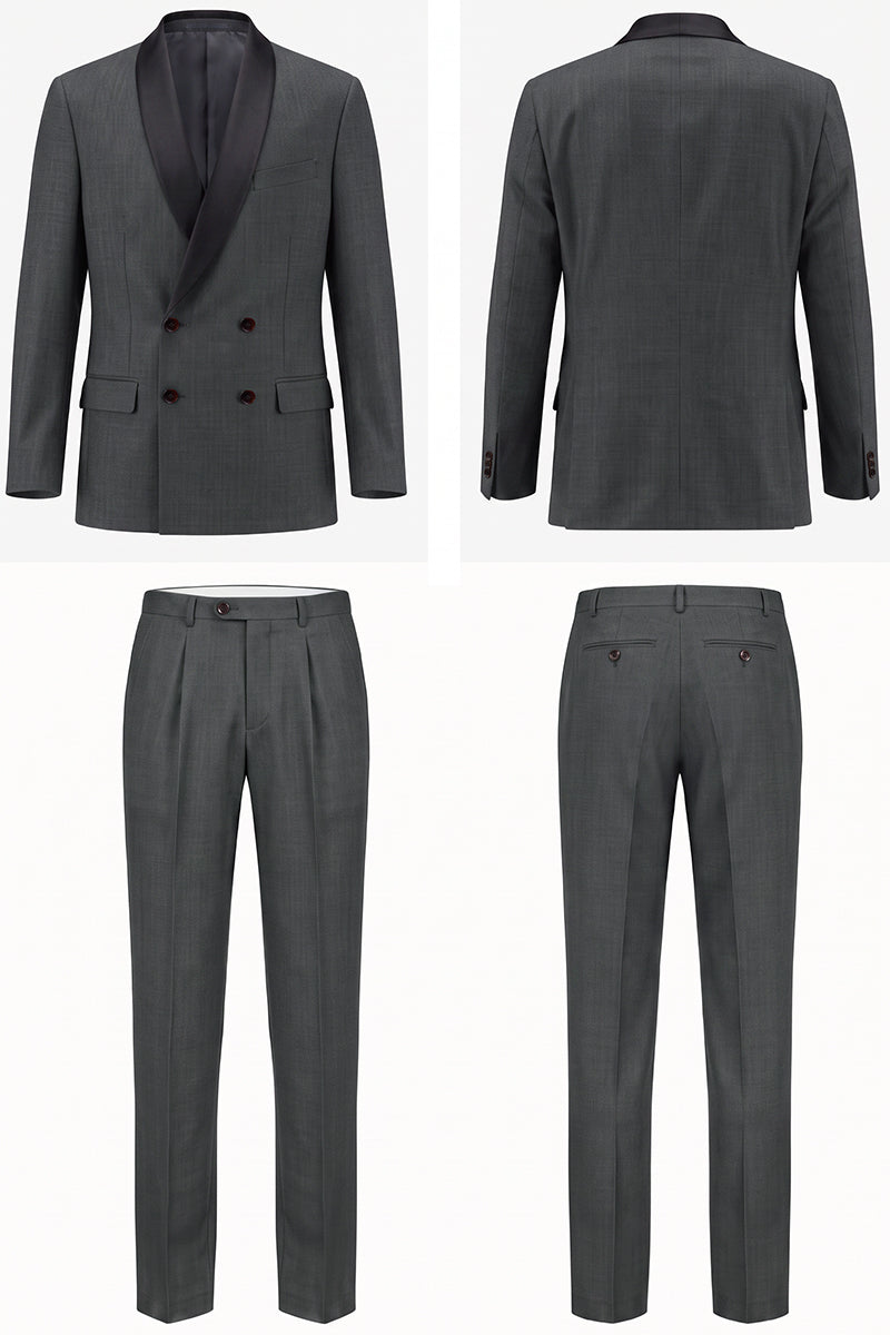 Costume en laine mérinos gris