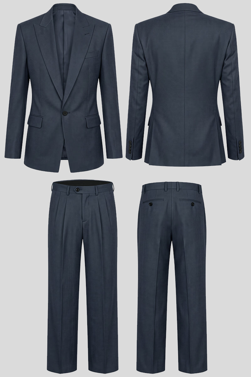 Costume en laine mérinos bleu