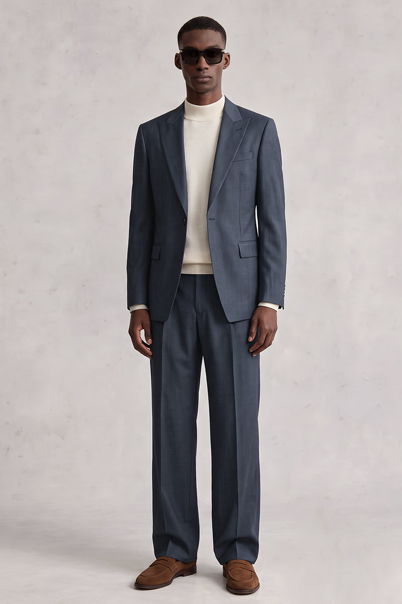 Costume en laine mérinos bleu