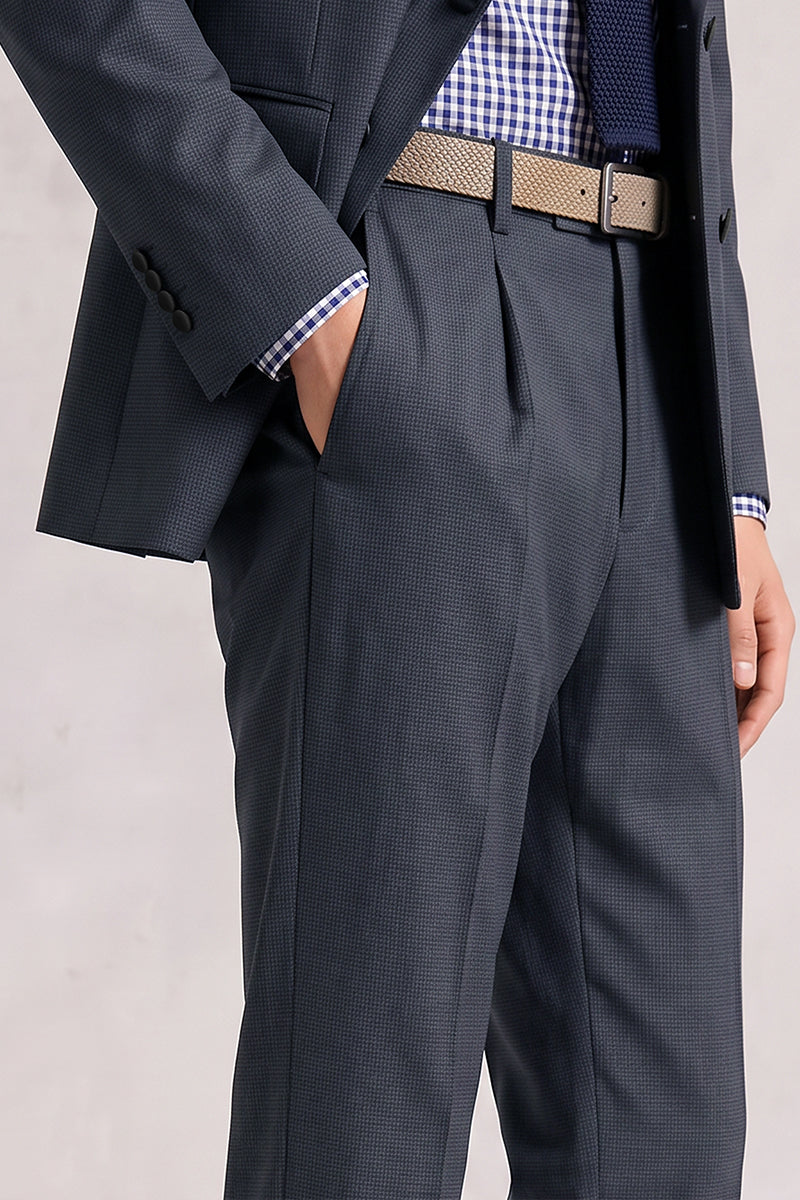 Blue 50% Merino Wool Suit Trousers