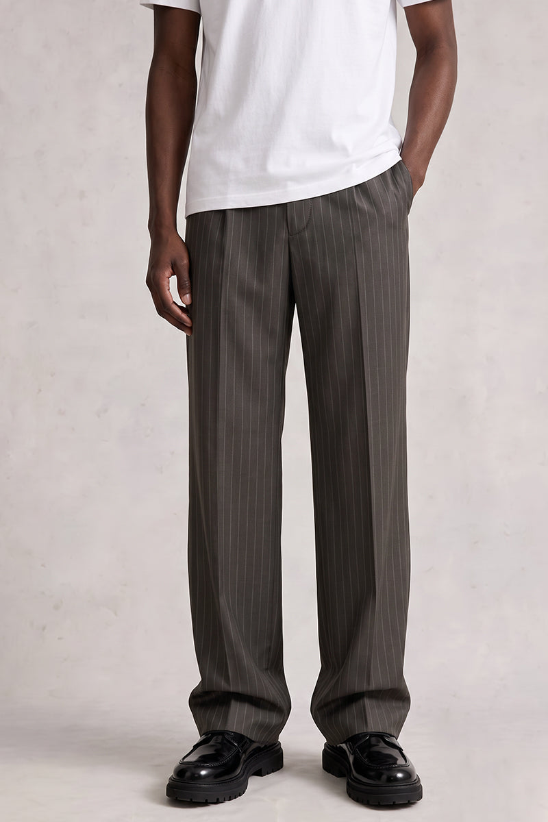Brown 50% Merino Wool Suit Trousers