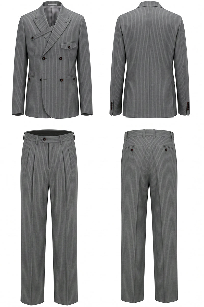 Traje de lana merina gris