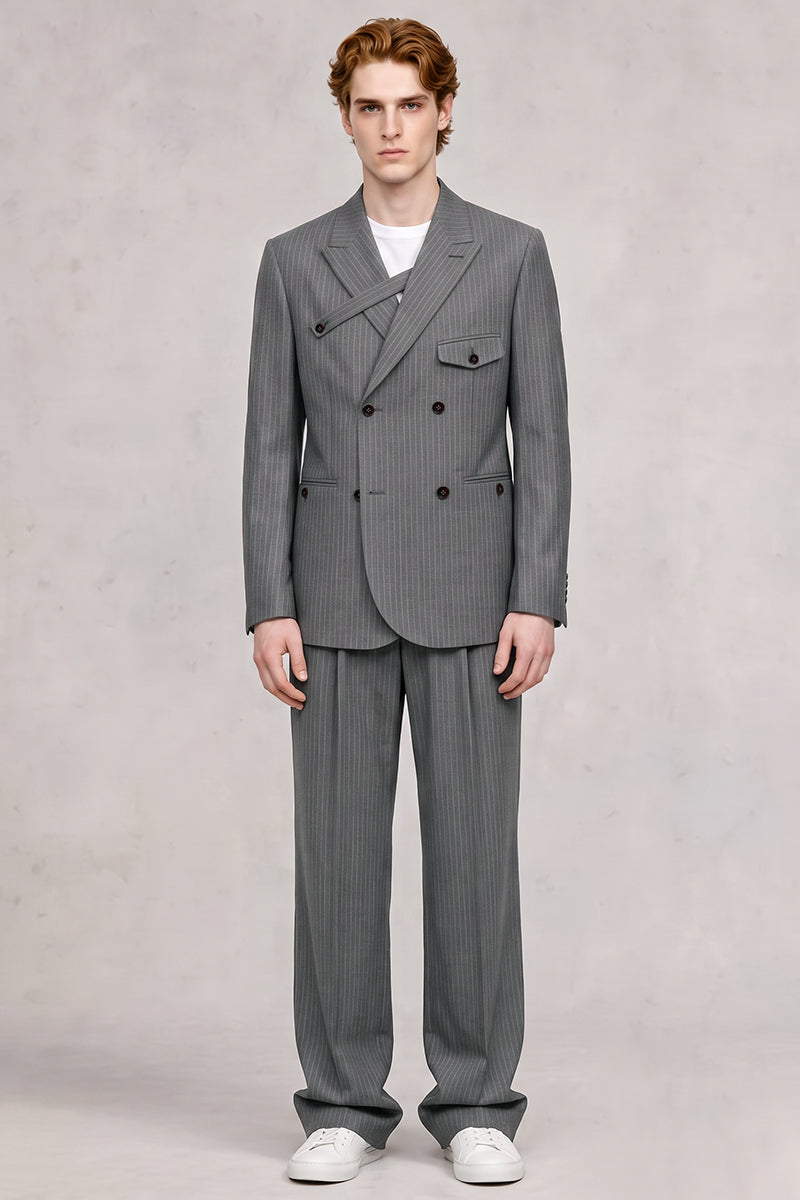 Traje de lana merina gris