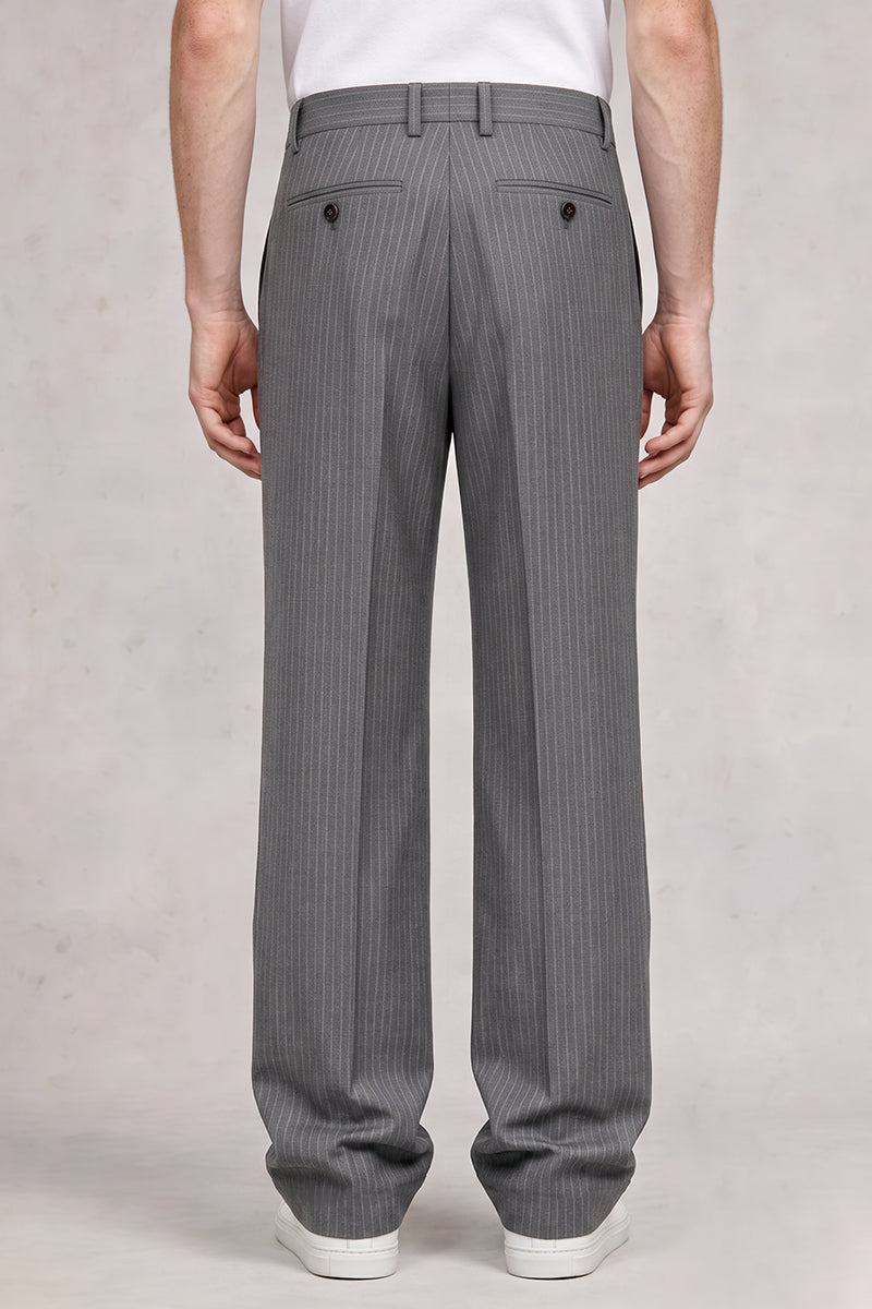 Gray 50% Merino Wool Suit Trousers