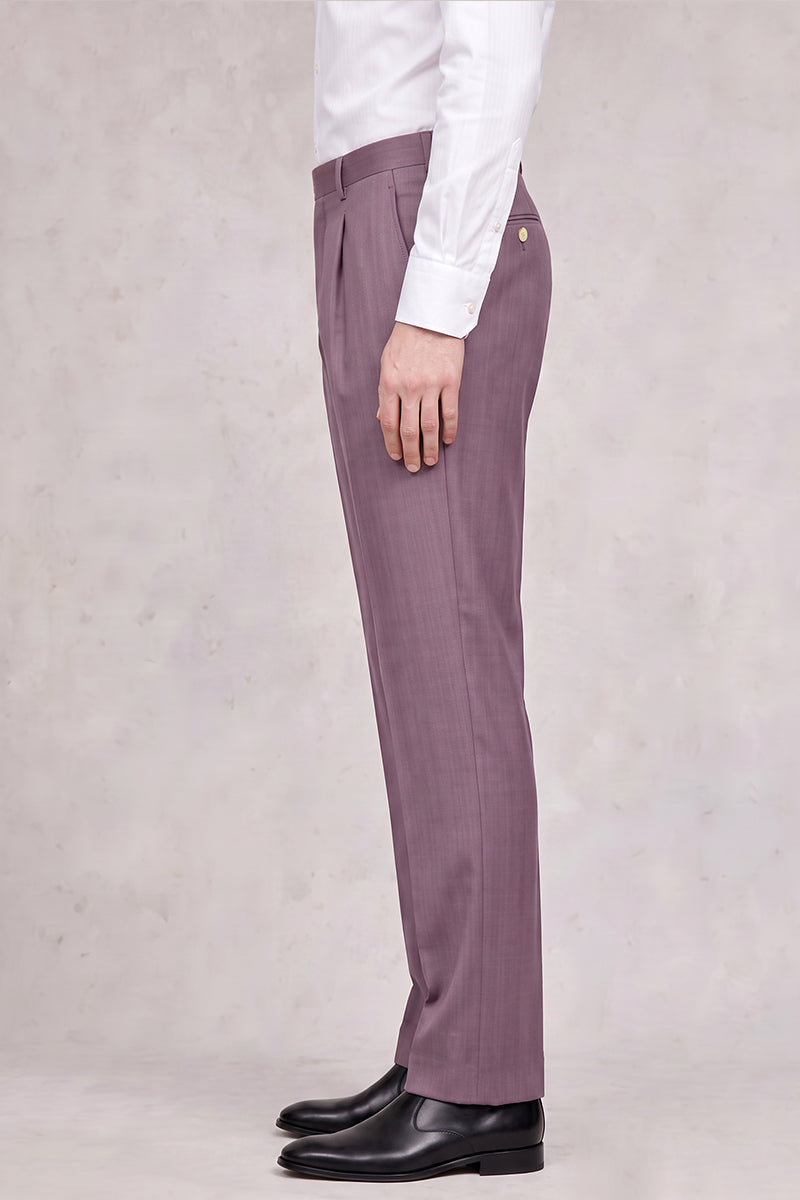 Purple 50% Merino Wool Suit Trousers