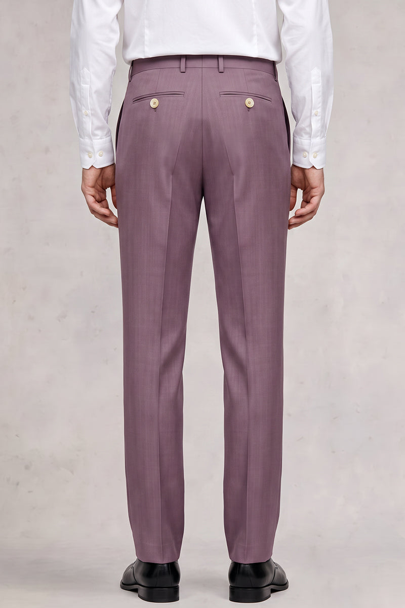 Pantalones de traje morados de lana merina