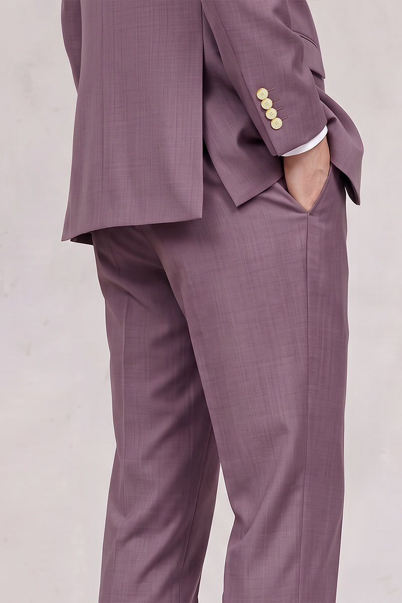 Pantalones de traje morados de lana merina