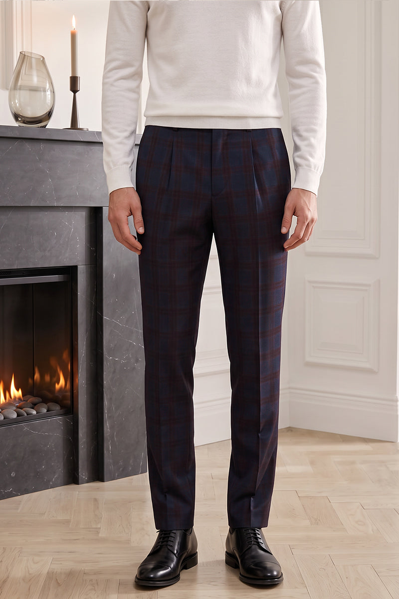 Blue 100% Merino Wool Suit Trousers