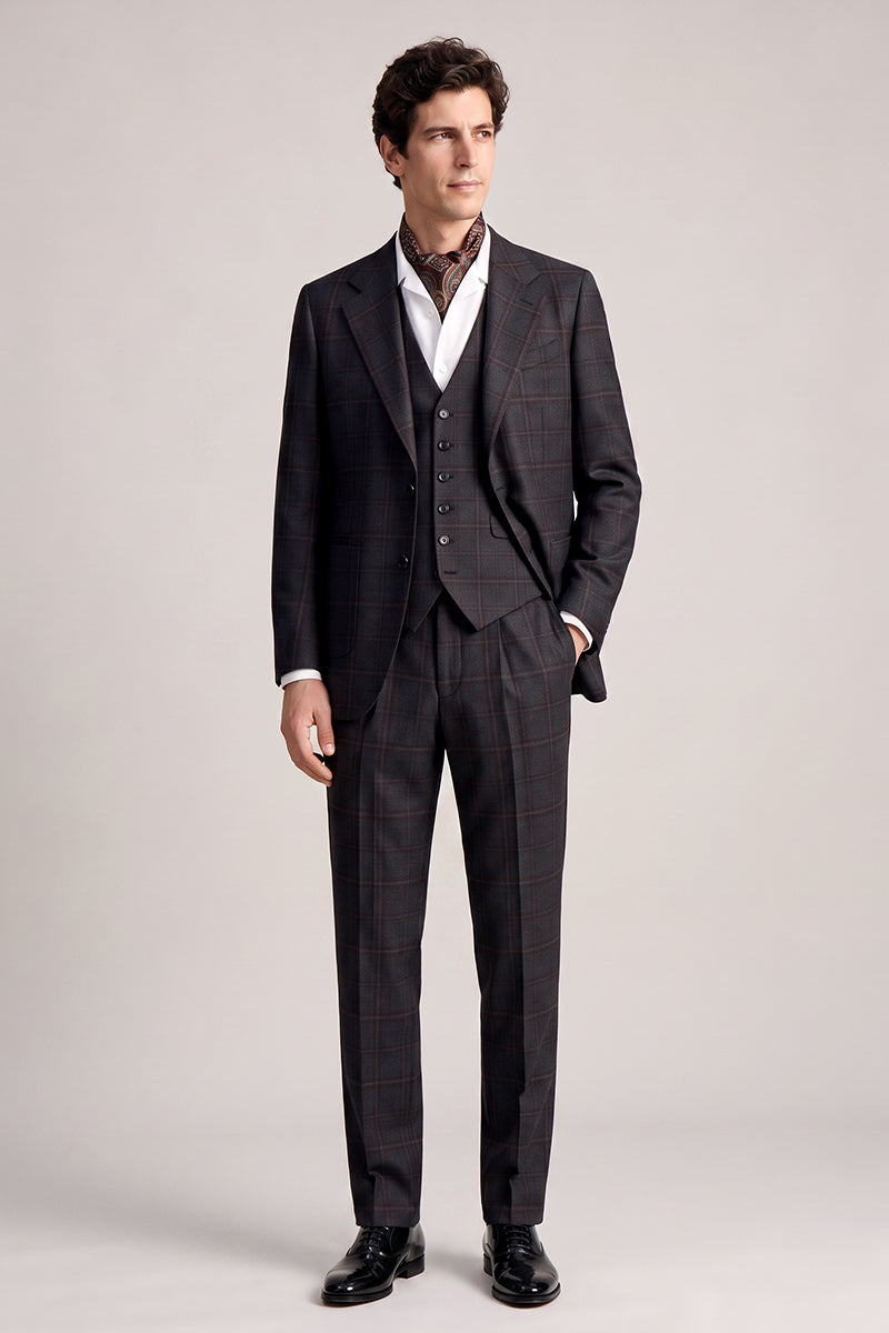 Black 100% Merino Wool 3-Piece Suit
