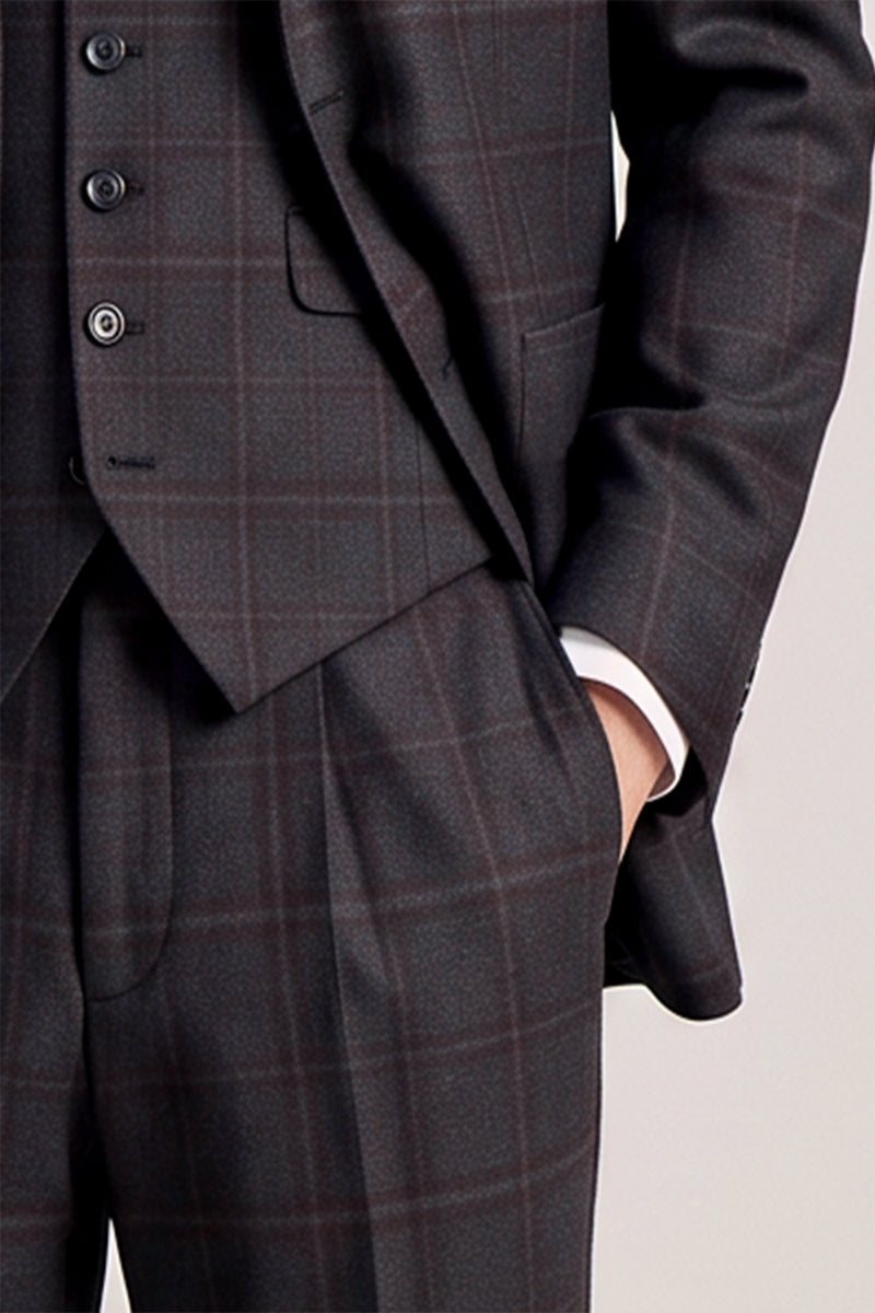 Black 100% Merino Wool 3-Piece Suit