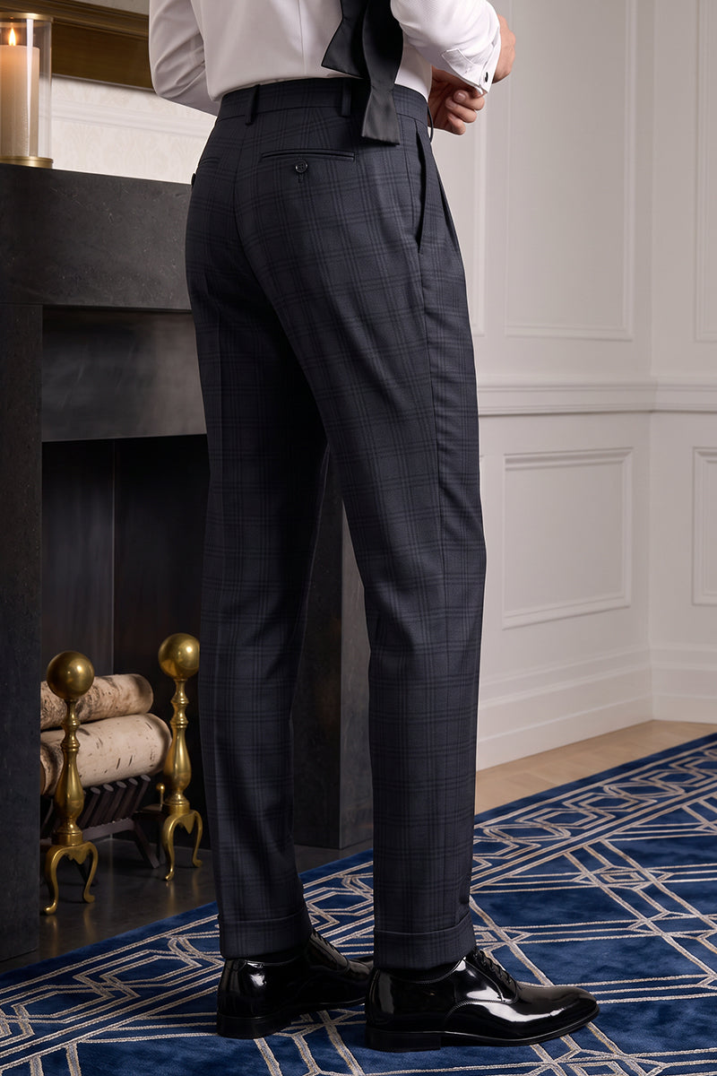 Blue 100% Merino Wool Suit Trousers