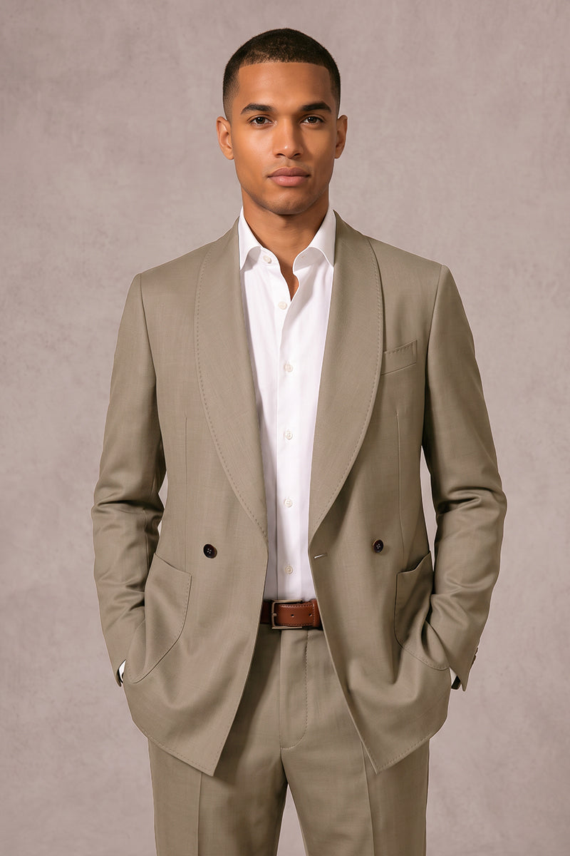 Khaki 50% Merino Wool Suit
