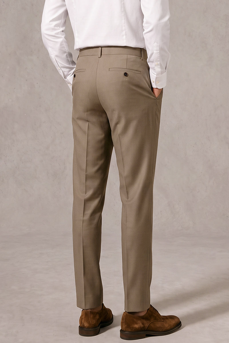 Pantalones de traje de lana merino caqui