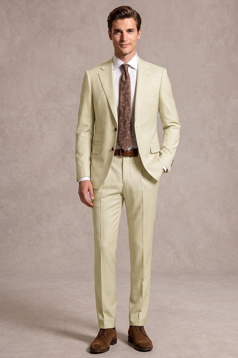 Beige 50% Merino Wool Suit