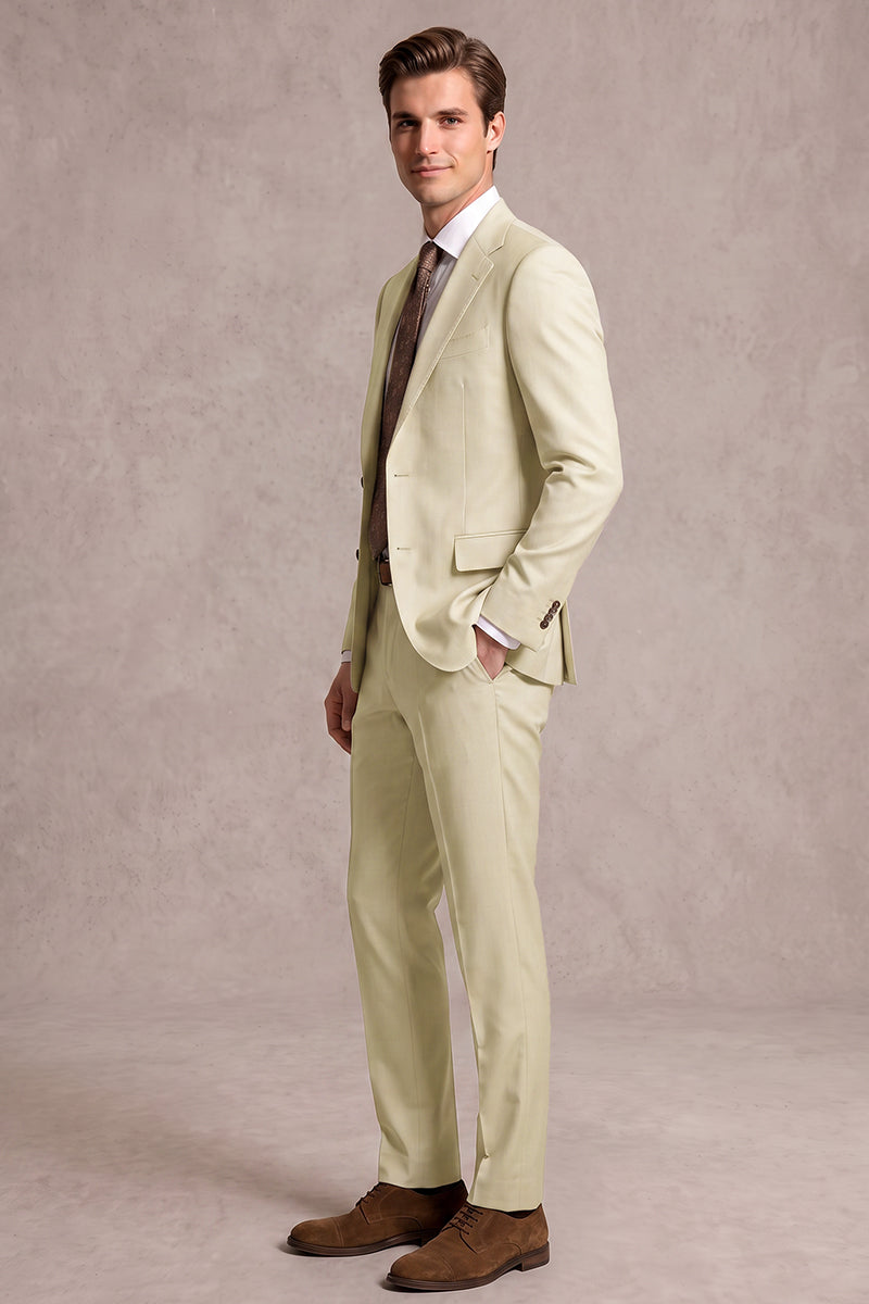 Beige 50% Merino Wool Suit