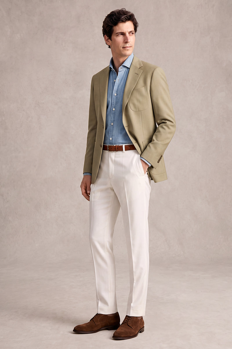 Khakifarbene Blazer aus Merinowolle