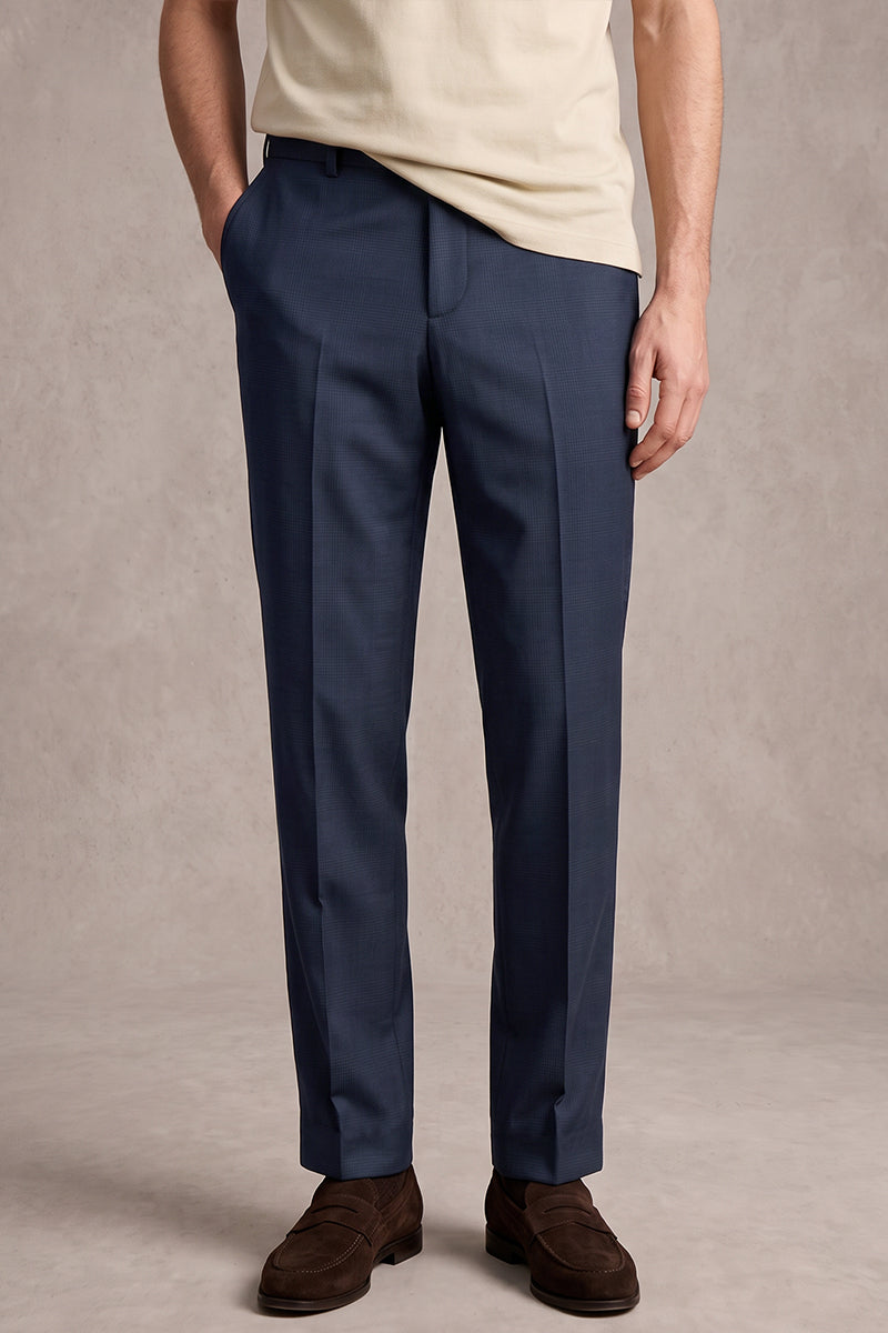 Blue 100% Merino Wool Suit Trousers