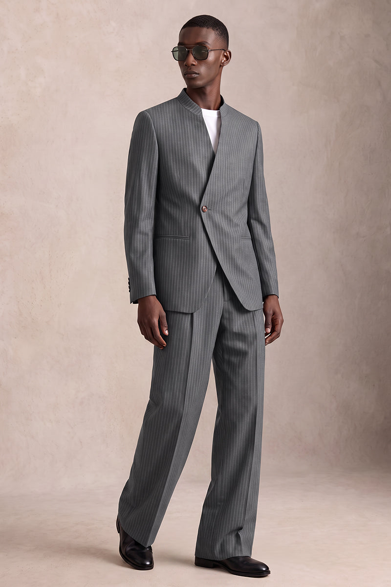 Gray 50% Merino Wool Suit