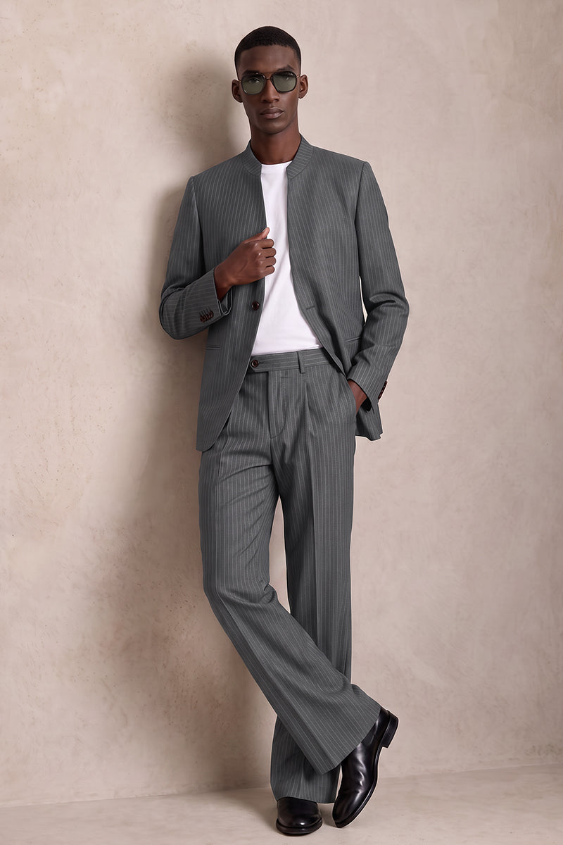 Traje de lana merina gris