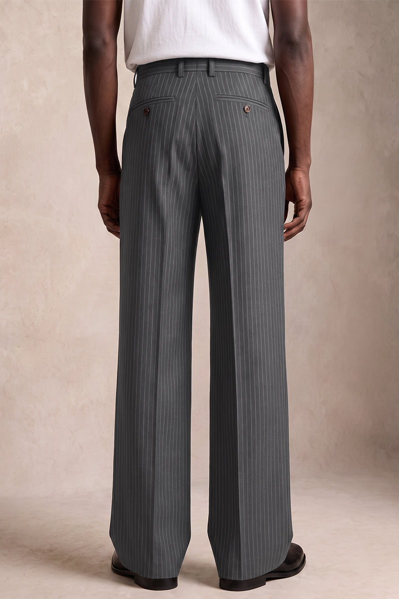 Pantalones de traje de lana merino gris