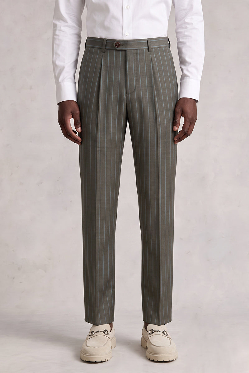 Gray 50% Merino Wool Suit Trousers