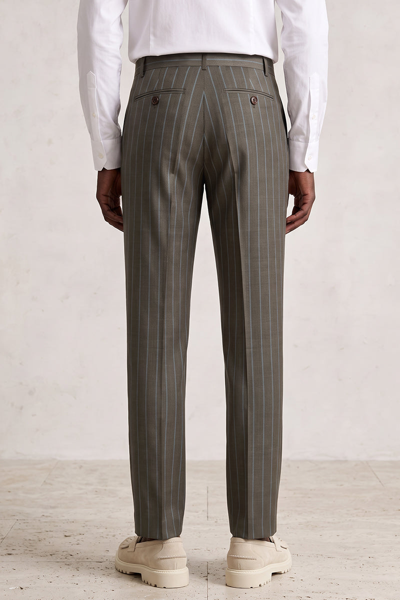 Gray 50% Merino Wool Suit Trousers