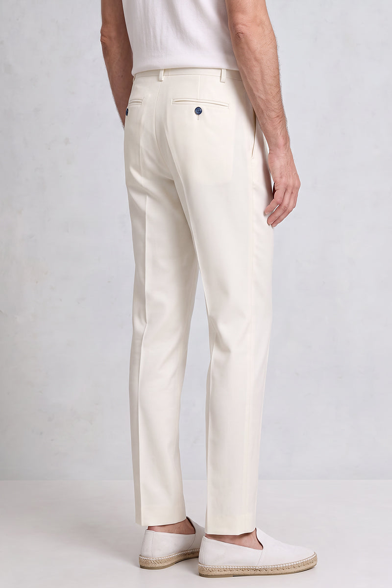 White 50% Merino Wool Suit Trousers