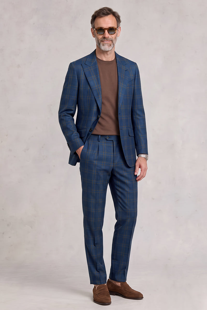 Traje de lana merina azul