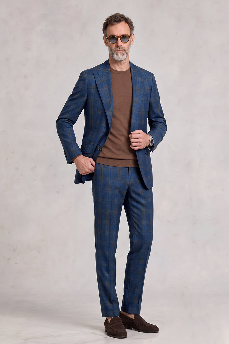 Traje de lana merina azul