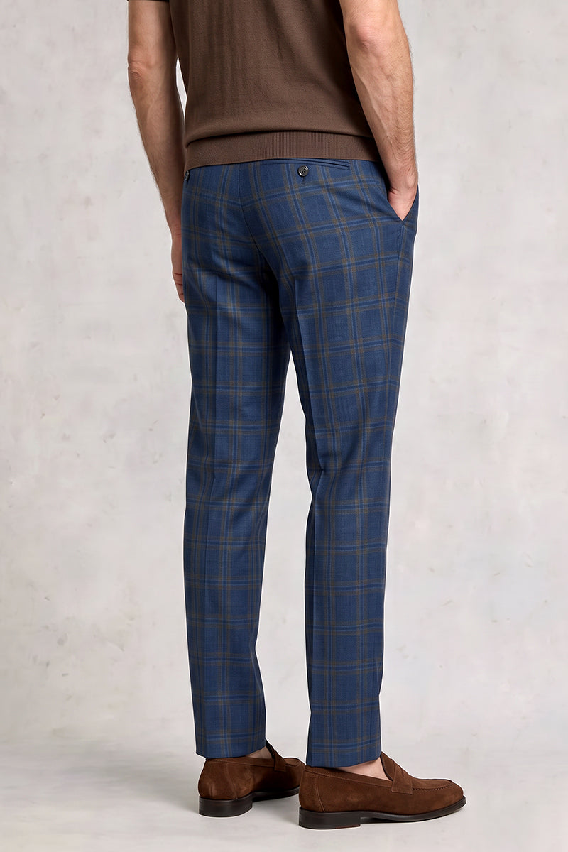 Pantalon de costume en laine mérinos bleu