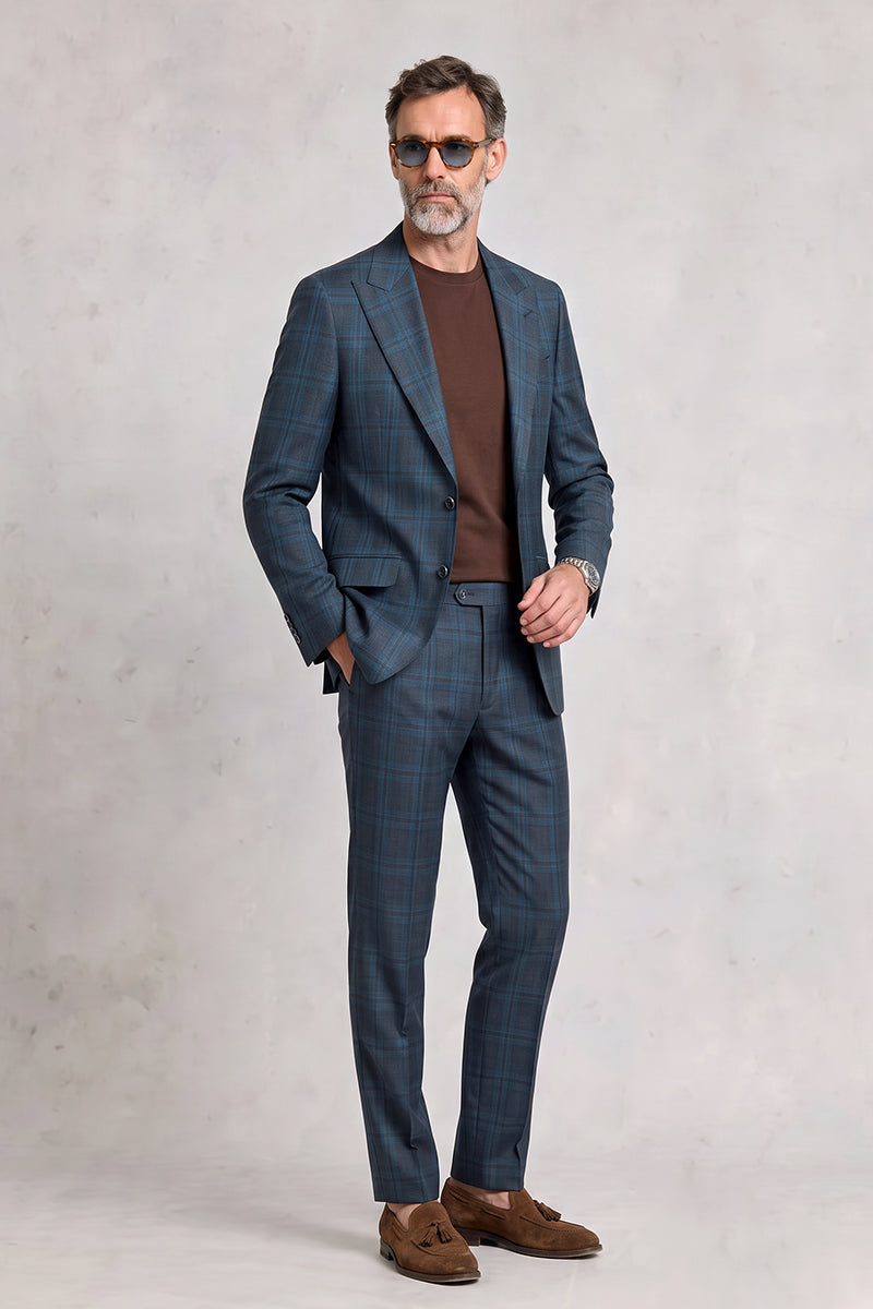 Traje de lana merina azul