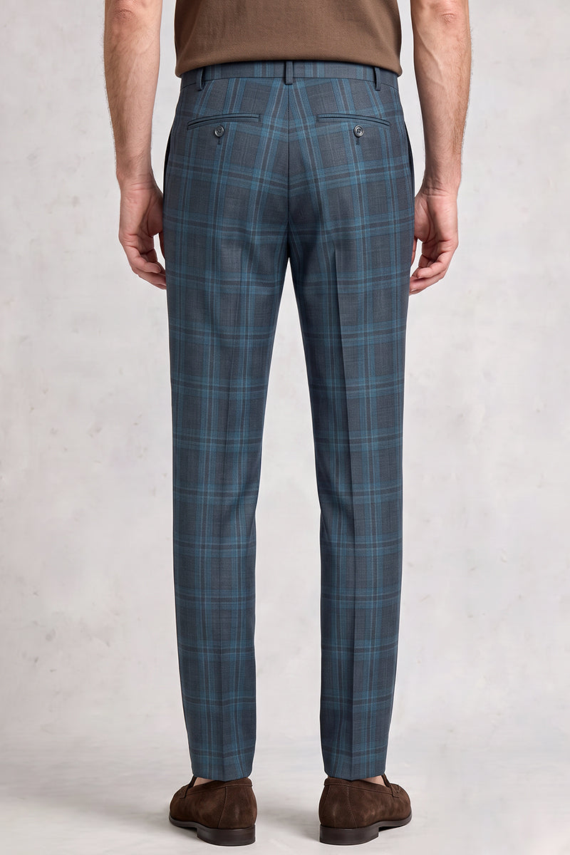 Pantalon de costume en laine mérinos bleu