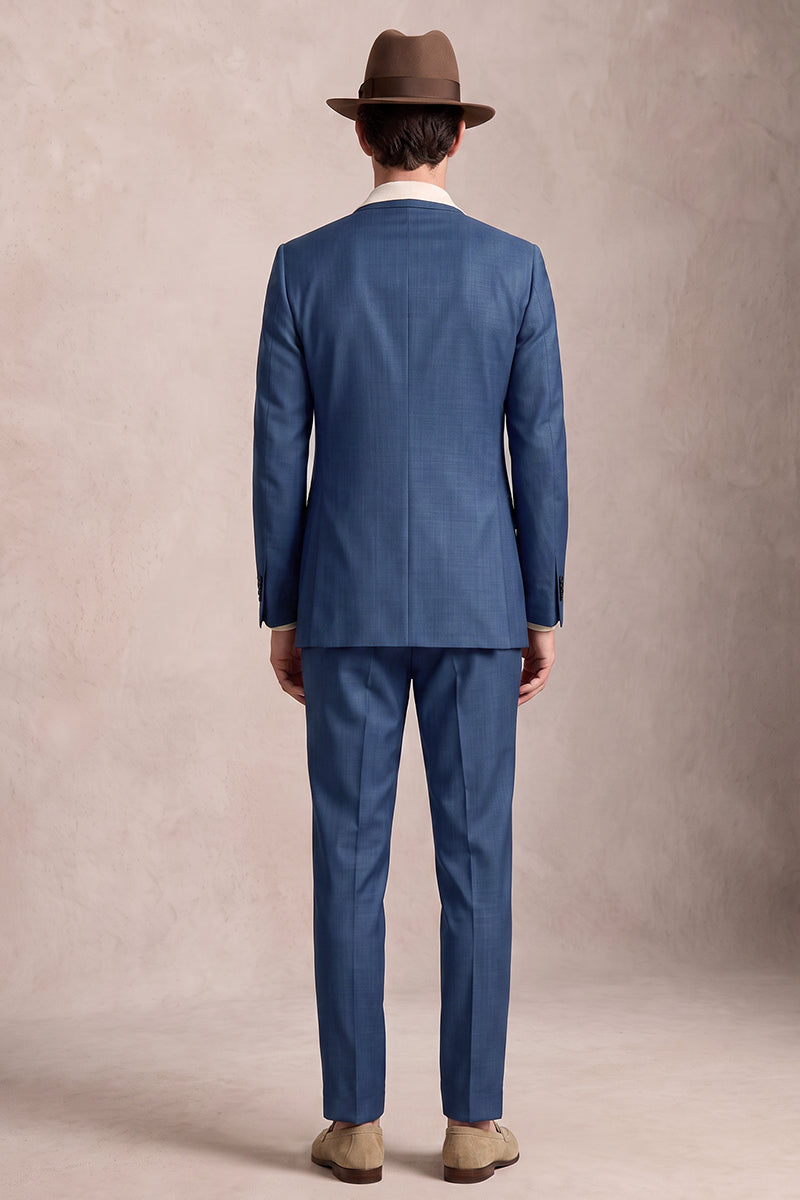 Costume bleu en laine australienne fine
