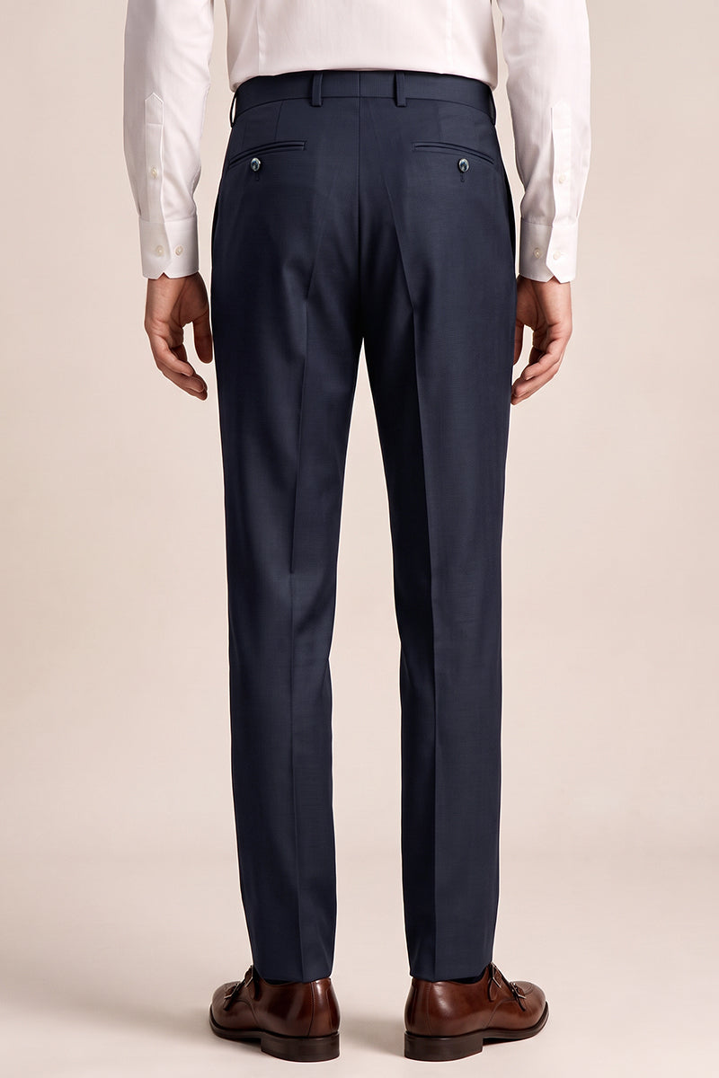 Pantaloni da completo blu in lana merino