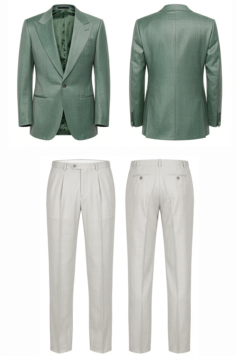 Costume en laine mérinos vert
