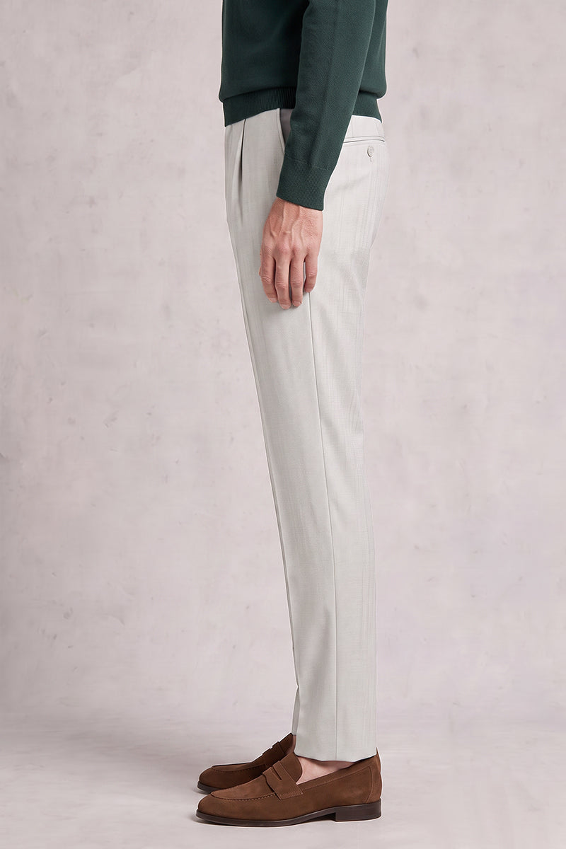 Beige 70% Merino Wool Suit Trousers