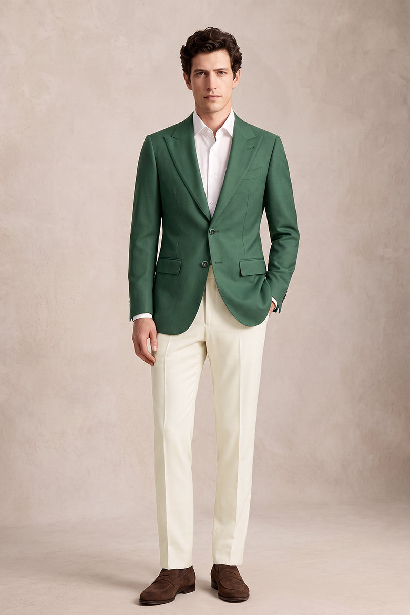 Costume en laine mérinos vert