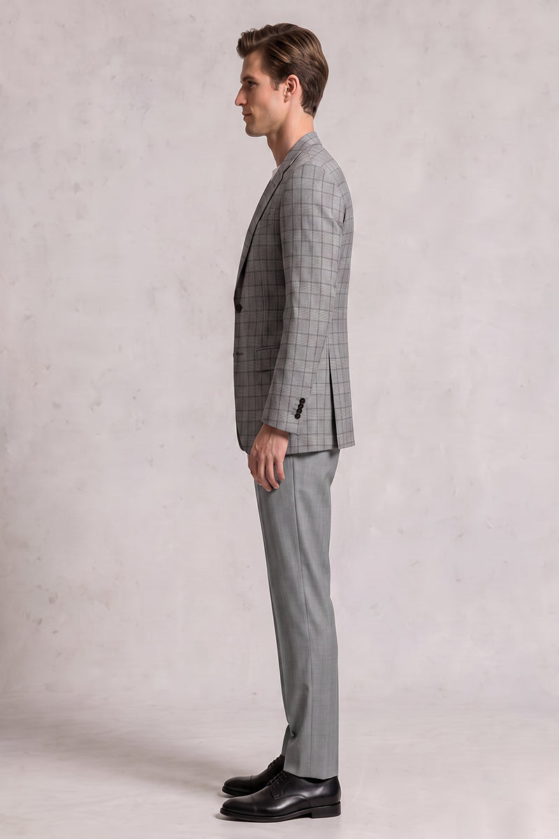 Traje de lana merina gris